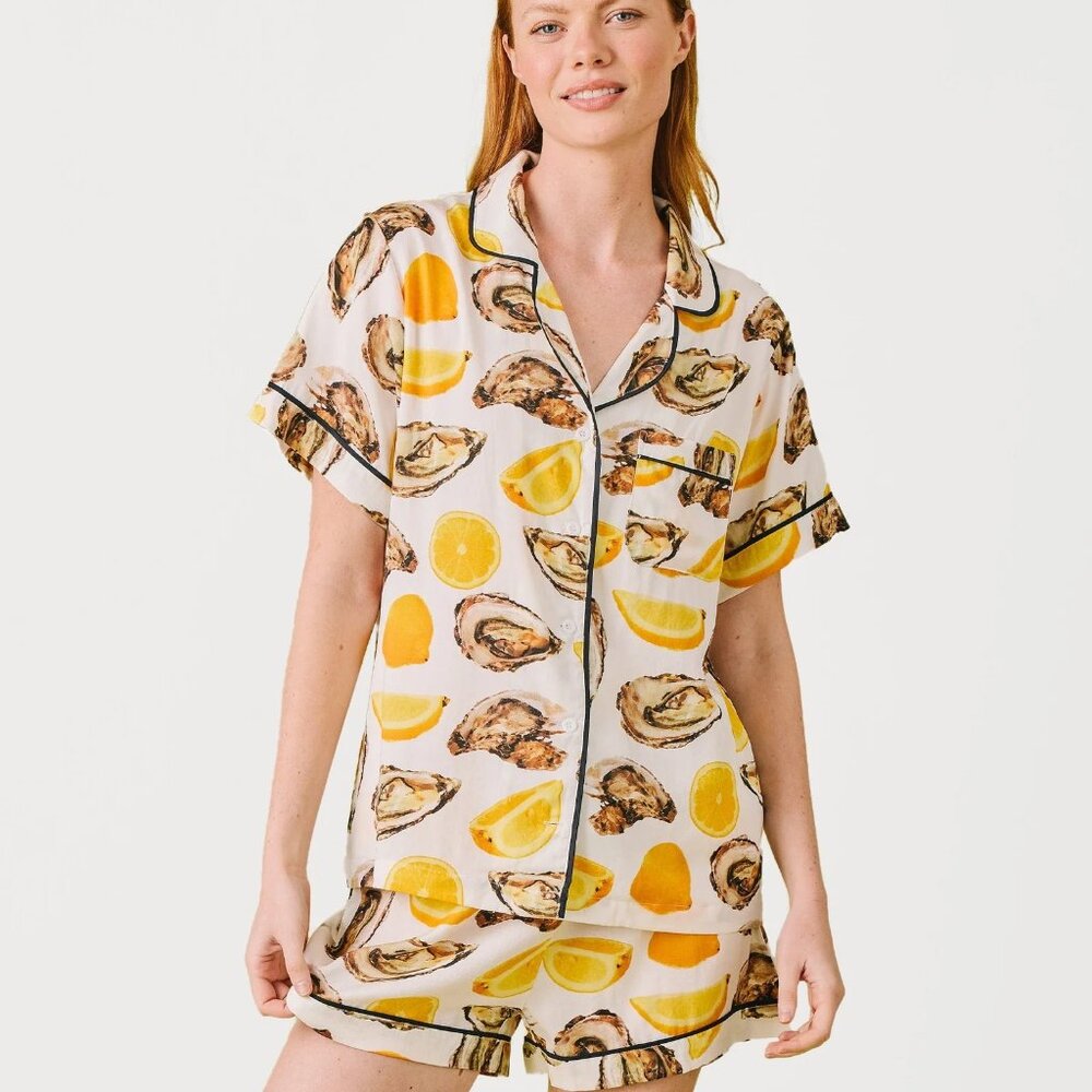 Katie Kime Oyster and Lemon Short Pajama Set Size M